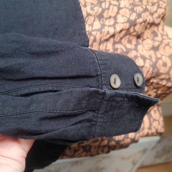 Emma Sofia 100% linen button up Roll Tab Sleeve blouse Size 8 - Picture 5 of 11